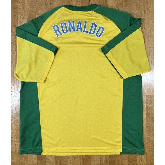 VTG Nike R9 Ronaldo Brazil Training Jersey Size XL Yellow Green - Picture 2 of 6